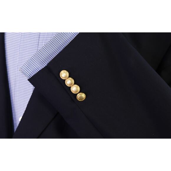 Jos A Bank Blazer Navy Blue Gold Button Jacket 48R - Picture 6 of 8